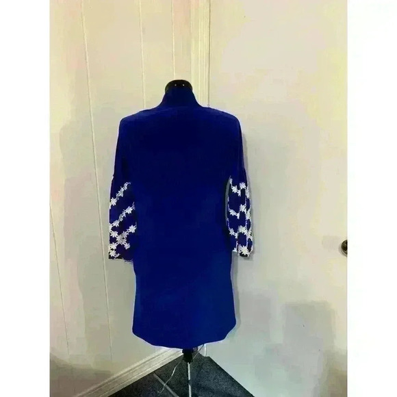 Judith March Dress Womens Size large Blue Embroidered Bell Sleeves Boho Feminine - Picture 3 of 8